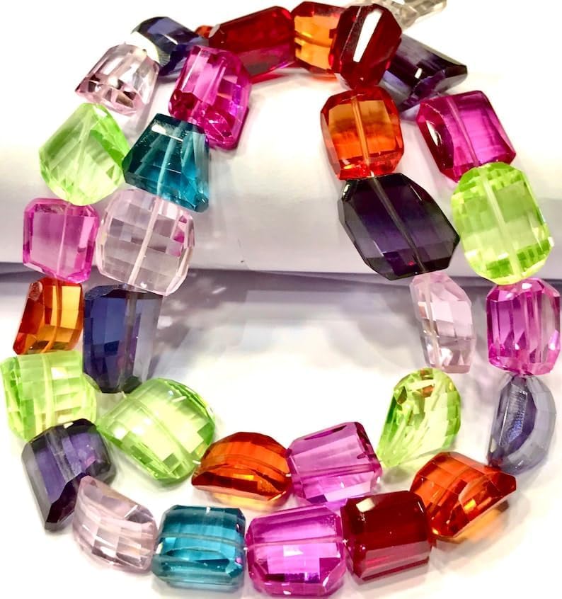 Natural Multi Sapphire Nuggets facated Beads 12mm to 13mm 18 inch Long String Jewelry Making Gemstone Beads for Necklace Bracelet