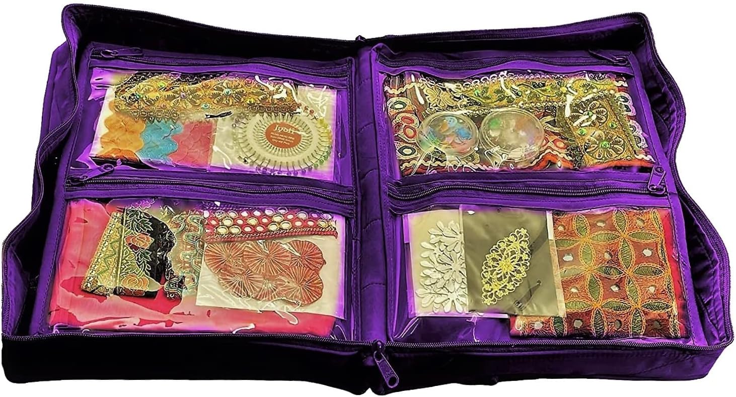 Yazzii Quilter’s Project Bag with 19 Pockets – Sewing Accessories Organizer - Sewing Supplies Organizer Tote for Quilting, Embroidery, and Sewing Purple