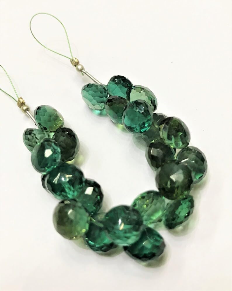 Natural Green Hydro Quartz Onion Faceted Beads 9X10MM 4 inch Long String Jewelry Making Gemstone Beads for Necklace Bracelet