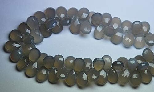 8 Inch Strand,Grey Chalceny Faceted Pear Shape Briolettes, Size 8x12mm Approx Code-HIGH-57795