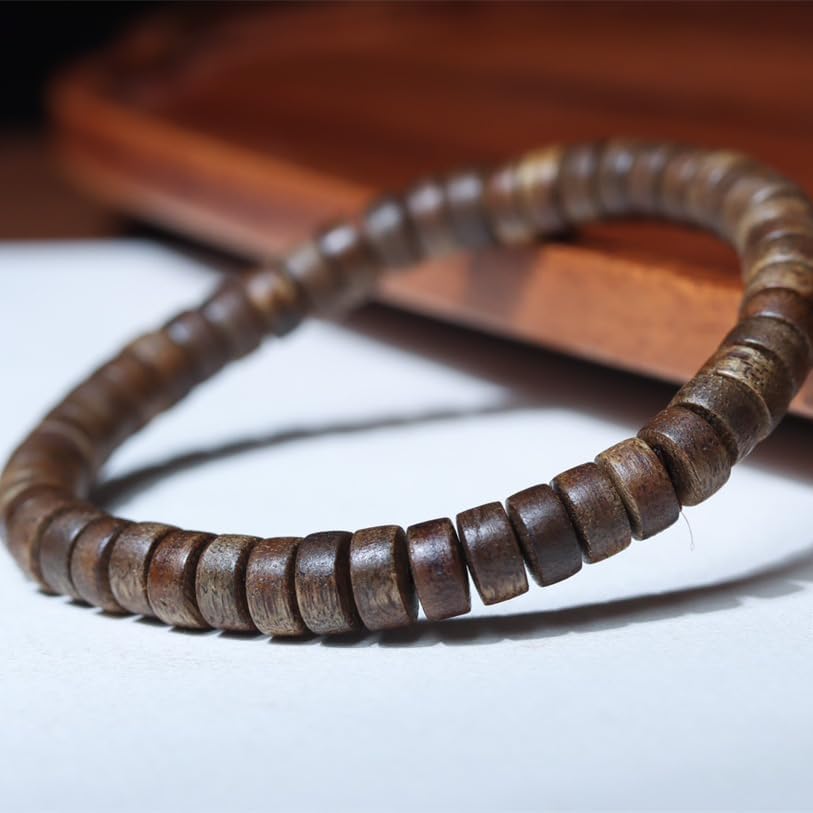 Vietnam Nha Trang White Agarwood Abalone Beads, 7mm Single Strand, Delicate Honey Aroma with Cooling Notes