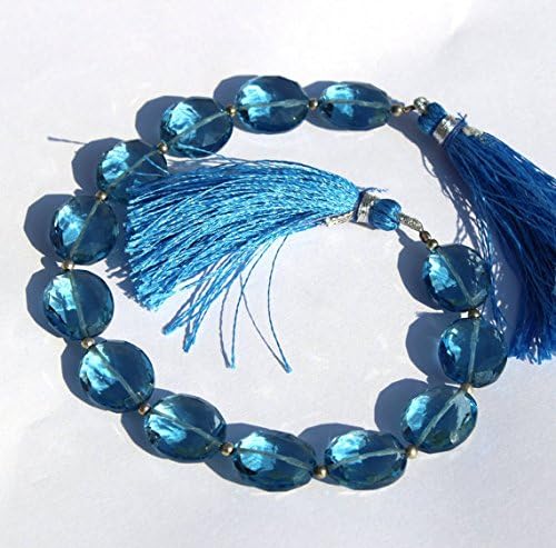 13 inch natural beads strand of 12x14mm faceted oval blue quartz gemstone briolletes beads for DIY jewelry - necklace, bracelet, earring, ring.