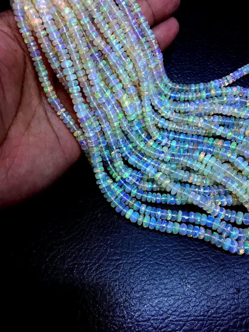 13 inch Strand of Natural gem Ethiopian Opal, 5-6mm rondelle Faceted Beads for DIY Jewelry Making. | Beads_03841
