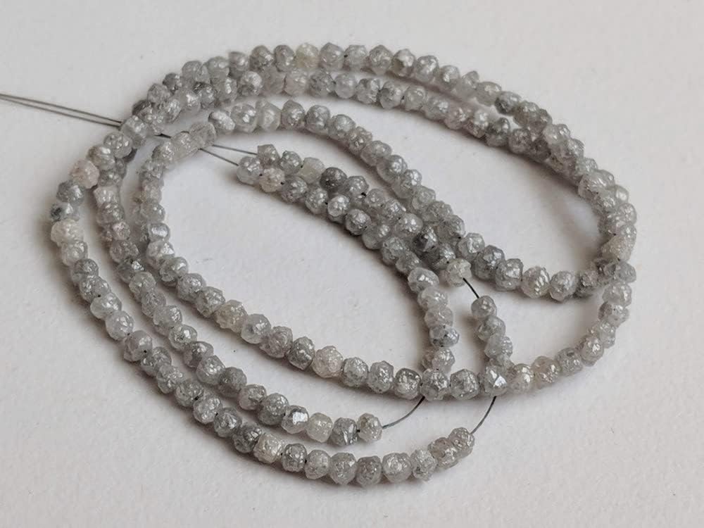 2.5-3mm Natural Round Gray Raw Diamond Beads, Rough Diamond Rondelle Beads, Gray Diamond Beads, Diamond For Jewelry (4IN To 16IN) - PPD172, 2.5-3 MM Approx.