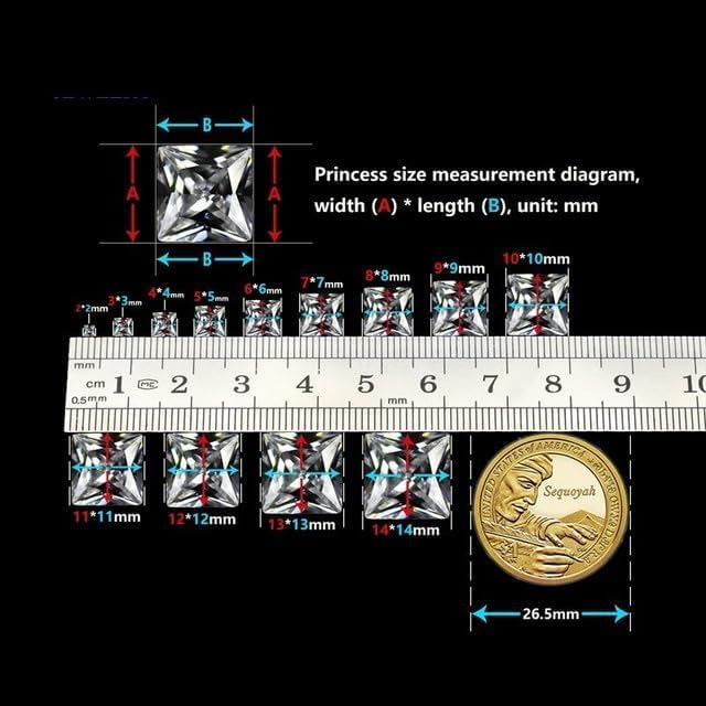 Cubic Zirconia Stone Multicolor Square Shape Princess Cut Loose Cz Stones Synthetic Gems Beads for Jewelry 2X2-14X14Mm Aaaaa - (Color: Tanzanite/Size: 6X6Mm 50Pcs)