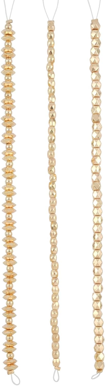 Bead Landing Gold Faceted Metal Bead Mix – Nickel-Free Beads in Assorted Shapes & Sizes for Jewelry Making, Crafts & Home Decor, 12 Pack