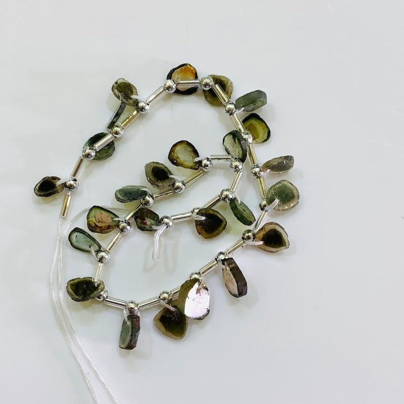 Natural Watermelon slices chips faceted Beads 6-9 mm 4 inch long string jewelry making gemstone beads for necklace bracelet