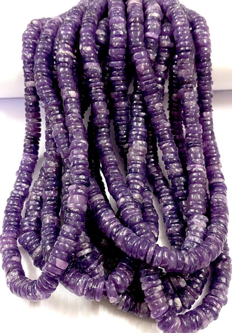 Natural LEPIDOLITE tyre soomth Beads 6x7mm 16 inch Long String Jewelry Making Gemstone Beads for Necklace Bracelet