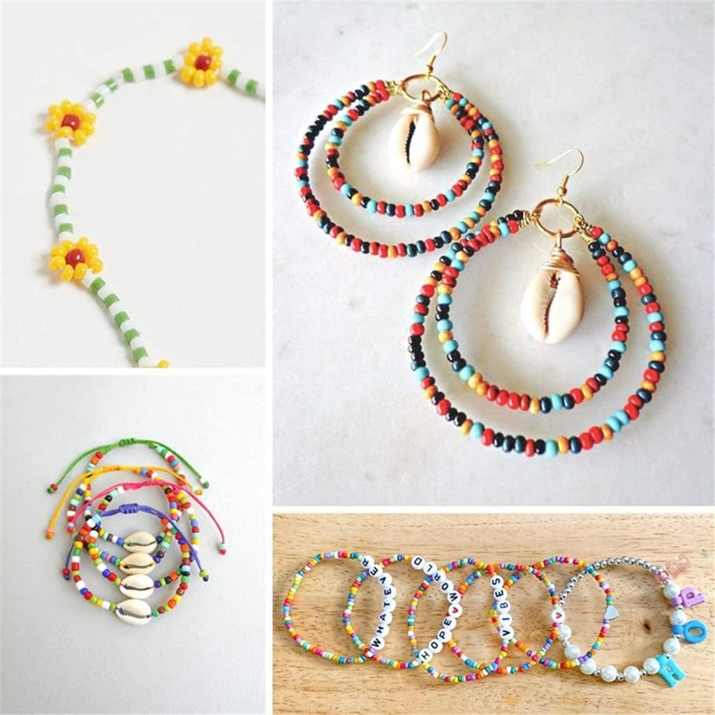 Glass Seed Beads and 600 Letter Beads, Used for Bracelet Jewelry Making and Crafts, with 2 Rolls of Rope