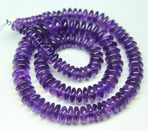 LOVEKUSH LKBEADS Natural Purple African Amethyst German Smooth Rondelle Gemstone Loose Craft Beads Strand 16 Inch Long 5mm 10mm Code-HIGH-1800