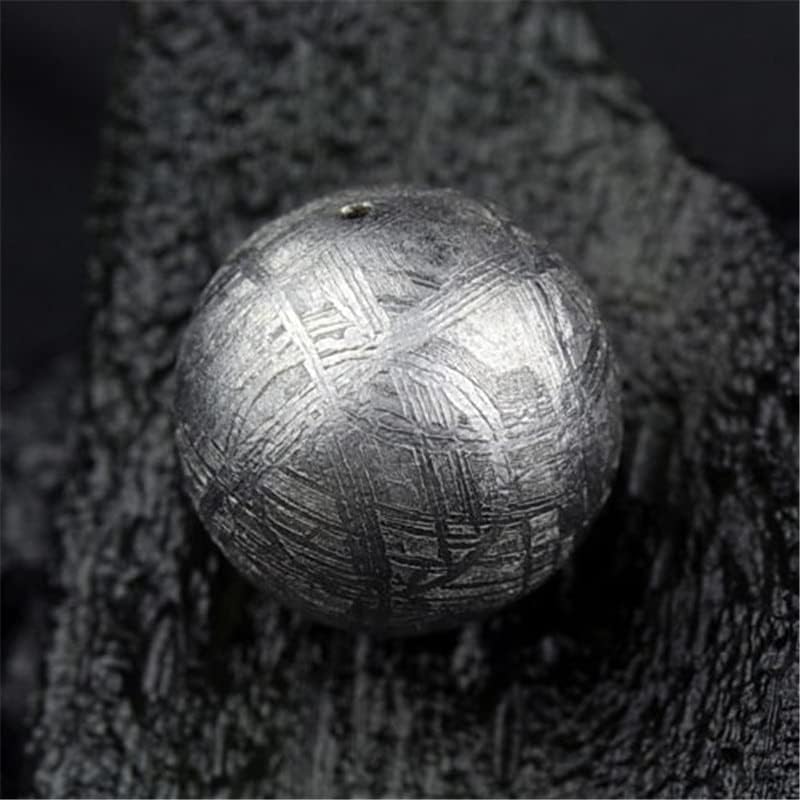 Genuine Natural Gibeon Iron Meteorite Moldavite Round Beads Silver Plated Bracelet Necklace Making 6mm 7mm 8mm 9mm 10mm 12mm, 11223S1BOTTON (Color : 12mm)