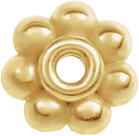 Semi-Polished 14k Yellow Gold 3.75mm End Bead Cap with 1.1mm Hole Stringing Finished Finding Component Fine Jewelry For Women Gifts For Her (Mounting Only, Not All Stones Included)