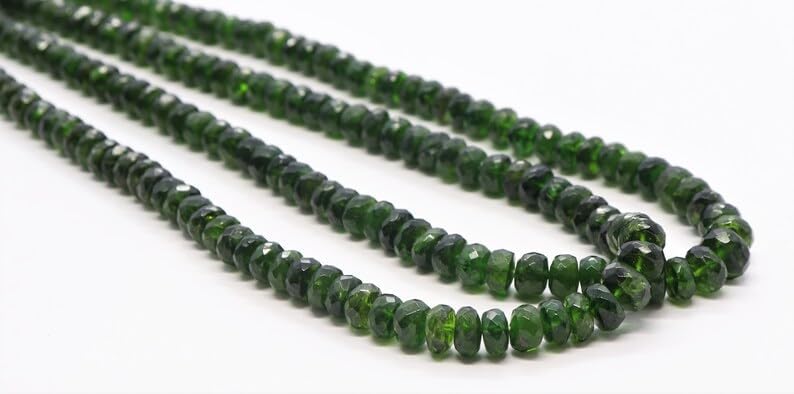 Natural Chrome Diopside rondella Faceted Beads 4-7 mm 17 inch Long String Jewelry Making Gemstone Beads for Necklace Bracelet