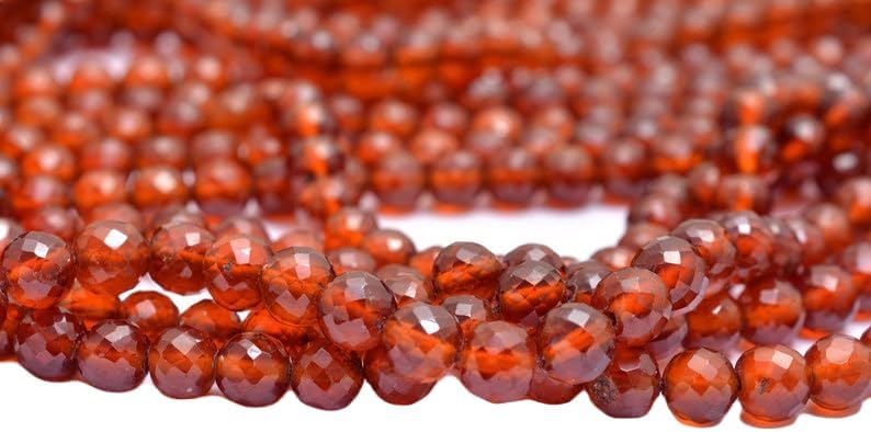 13 inch Strand of Natural gem Hessonite Garnet, 6mm Round Faceted Beads for DIY Jewelry Making. | Beads_04706, Red