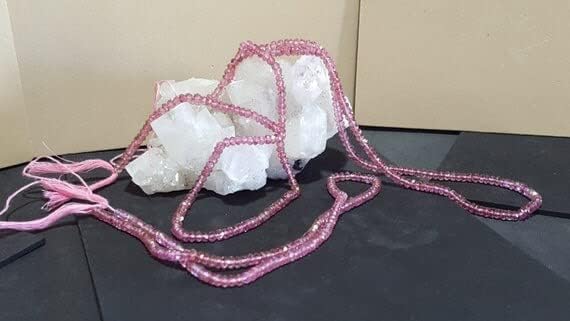 Mystic Pink Quartz Micro Faceted Rondelle Beads 3.5-4mm, 14 in.