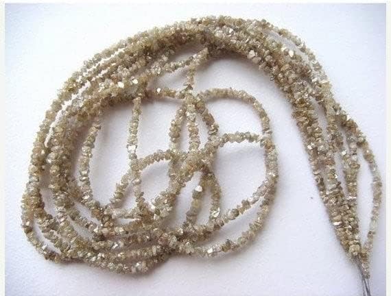 3-4mm Champagne Brown Rough Diamonds, Natural Raw Uncut Diamond Beads, Champagne Brown Raw Diamonds For Jewelry (4IN To 16IN Options), 4 MM - 3 MM