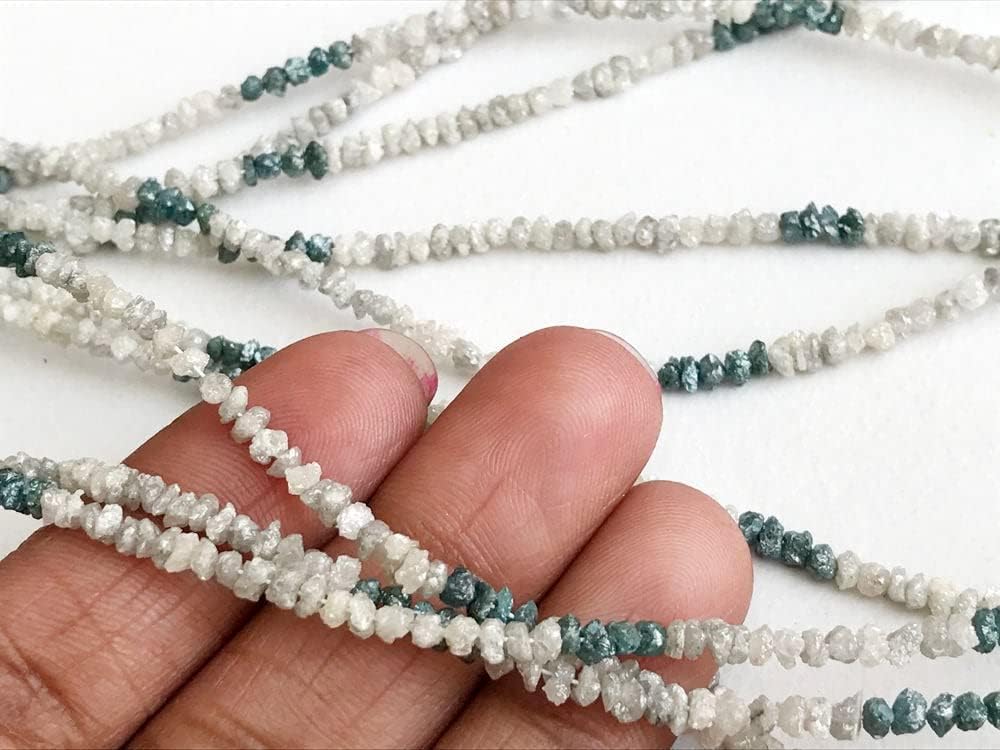 2-3.5mm White, Gray And Blue Shaded Rough Diamonds, Natural Raw Diamond Beads, Uncut Diamond Beads For Jewelry (4IN To 8IN Options)- DS3300, 2-3.5 MM