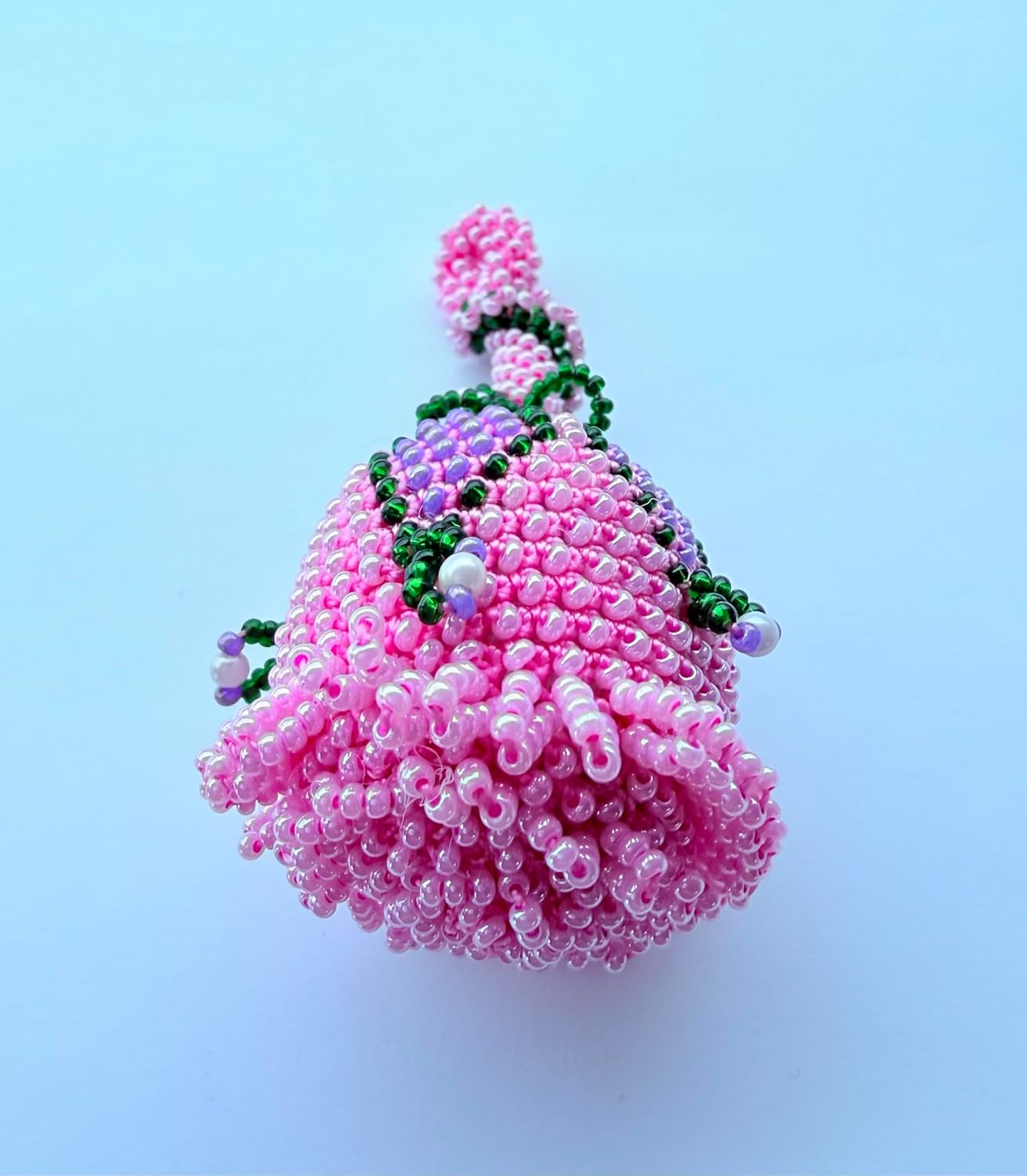 Pink Flower Design Crafted from Glass Seed Beads