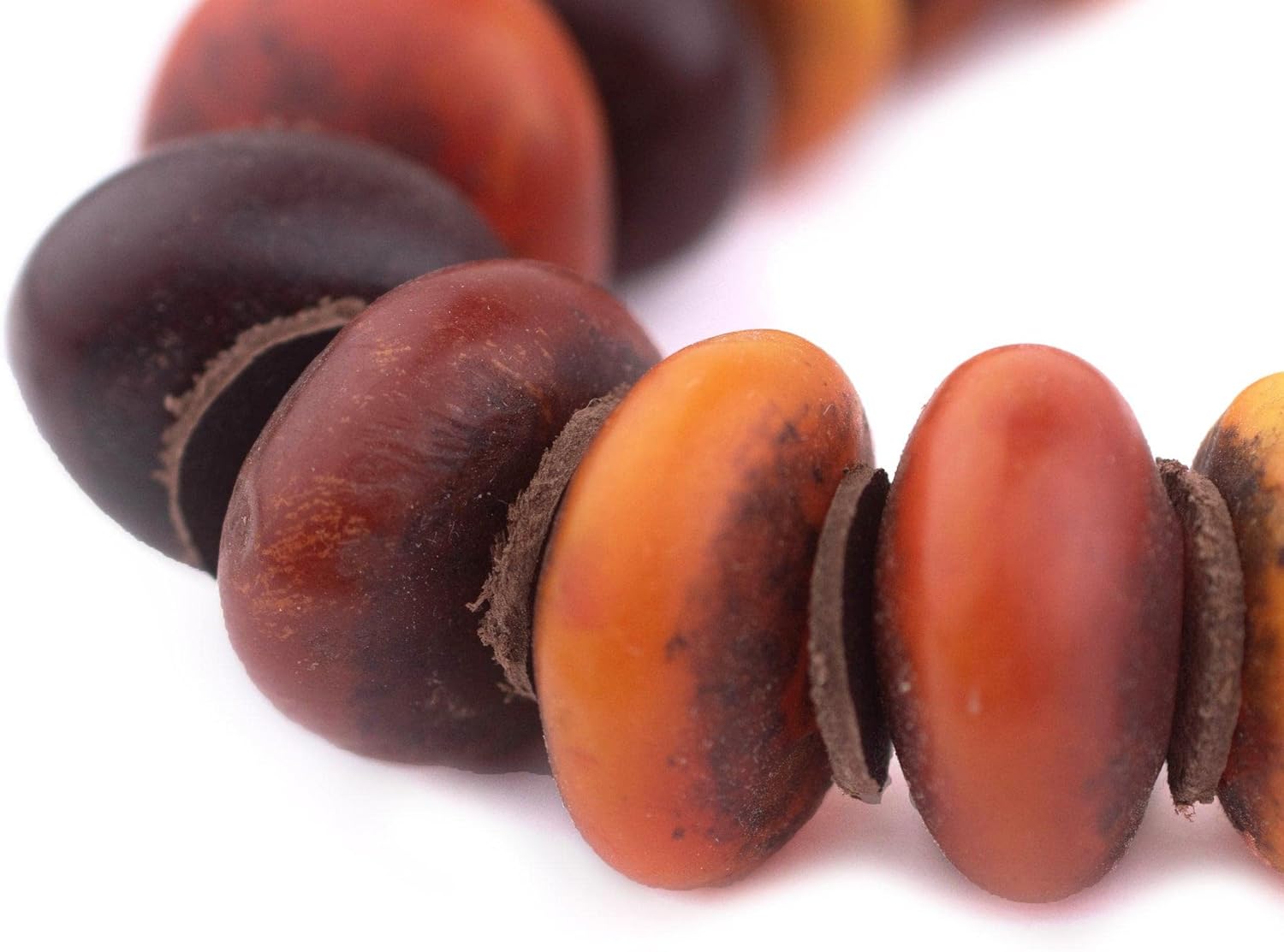 The Bead Chest Medley of Moroccan Amber Resin Beads Graduated 26mm Morocco African Orange Round Large Hole 22 Inch Strand Handmade