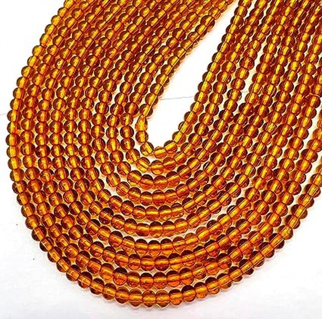 14 Inch 1 Strand Hessonite Garnet 95 Pieces Approx Beads Size 4mm Shape Round Cut Smooth Making, Beading & Craft Supplies CHIK-STRD-76708