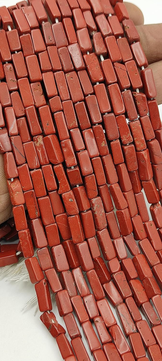 Hanumat Gems Lot of 10 Strands Natural Red Jasper Smooth Rectangle Shape Gemstone Beads,Red Jasper Irregular Flat Beads,Red Jasper Smooth Beads,13 Inches Gemstone Beads