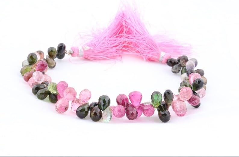 Multi Tourmaline Faceted Drops Shape Beads 6 * 8 mm Briolette Tourmaline Drops Beads Tourmaline Side Cut Drop Wholesale Beads for Making Jwelery