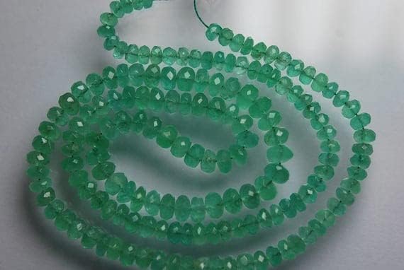 8 Inches Long Strand, AAA Quality, Natural Colombian Emerald Faceted Rondelles, Size 5-4mm