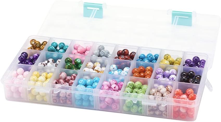 Marycan Mixed Color Glass Beads Boxed 24 Colors Round Beads Bracelet Earrings Making Materials DIY Jewelry Accessories for All People