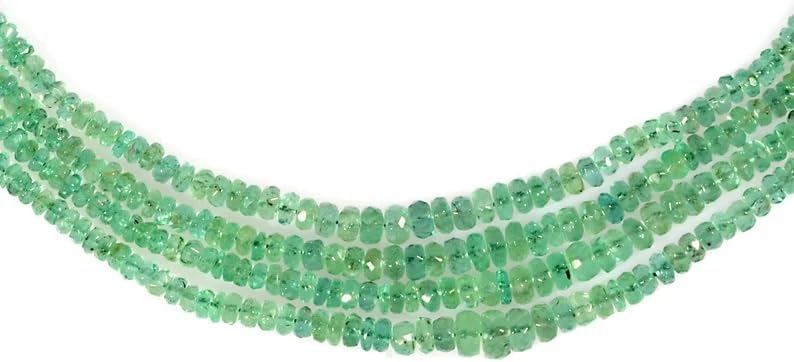 Emerald Faceted Rondelle Shape Beads 3mm Semi Precious Crystal Round Beads Jewellery Making