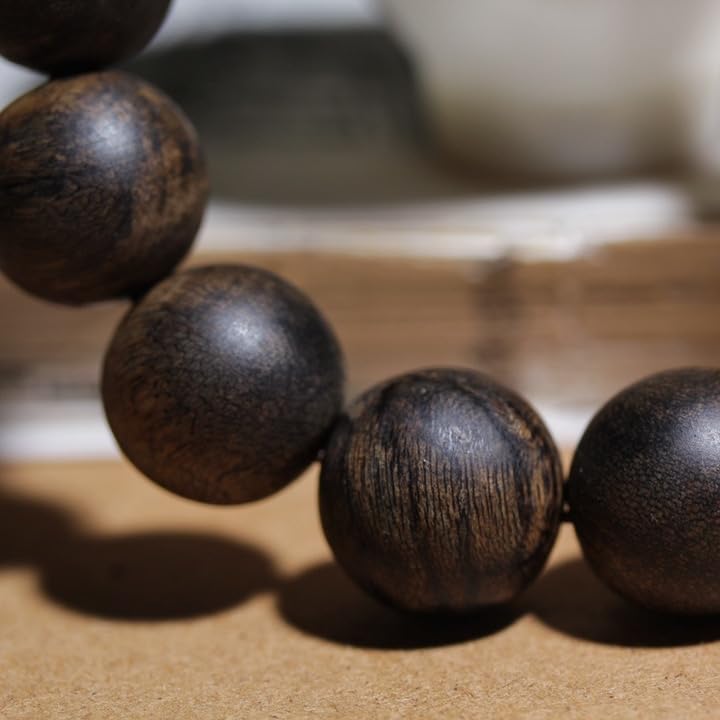 Natural Daraqan Agarwood 16mm Old Material Buddha Prayer Beads Nine Parts Sink Water