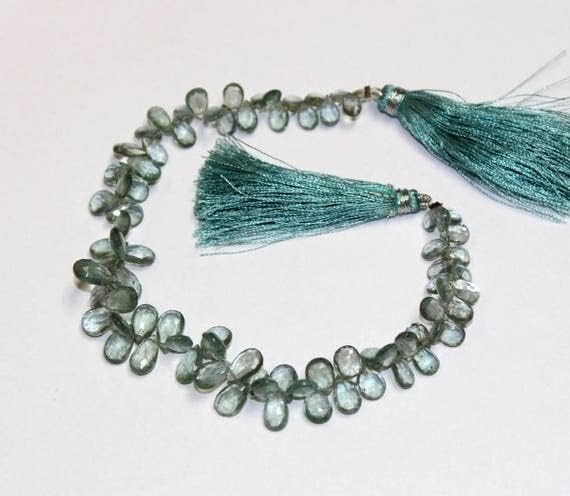 8 inch Strand of Natural Aquamarine 6x4-10x5mm pear Faceted briolette Beads for DIY Jewelry Making. |BRIO_00664