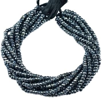 Black Spinal Silver Coated Rondelle Faceted Gemstone Beads 13 Inch 10 Strand 6mm CHIK-STRD-86183