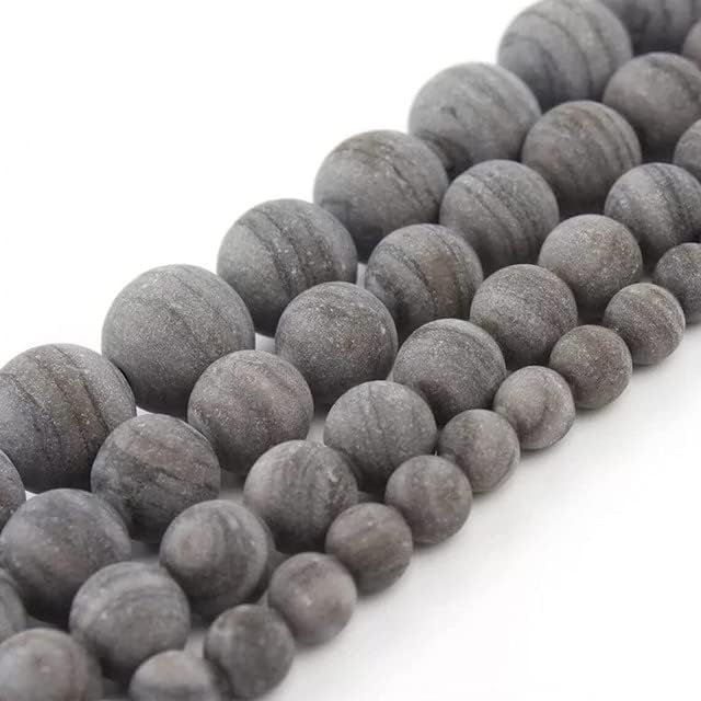 1 Strand Matte Frosted Natural Black Wooden Jasper Stone Beads for DIY Jewelry Making Charms Men Bracelet Necklace 8mm 15 inches CHIK-STNRD-20905