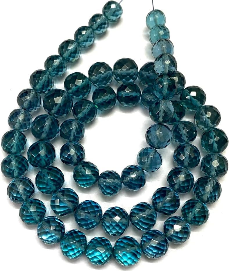 Natural London Topaz Round Faceted Beads 6-7.5 MM 18 inch Long String Jewelry Making Gemstone Beads for Necklace Bracelet