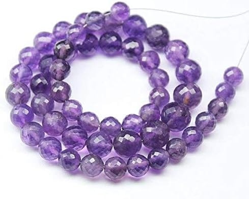 Purple Africa Amethyst Faceted Round Ball Gemstone Craft Loose Beads Strand 14 Inch Long 6mm 8mm Code-HIGH-1789