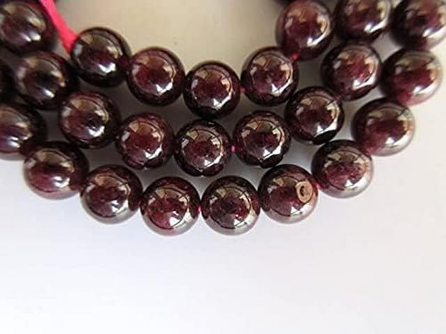 Garnet Large Hole Gemstone Beads, 8mm Garnet Smooth Round Beads 15 Inch lot of 10 Strands CHIK-STRD-94977
