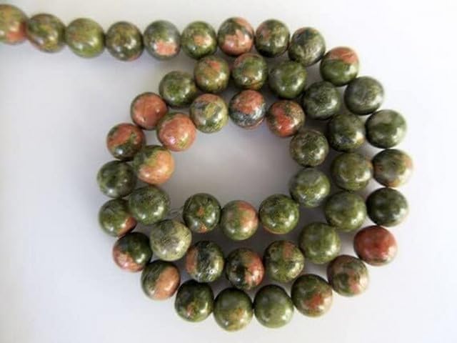 Unakite Large Hole Gemstone Beads, 8mm Smooth Round Beads, 15 Inch lot of 25 Strands CHIK-STRD-99862