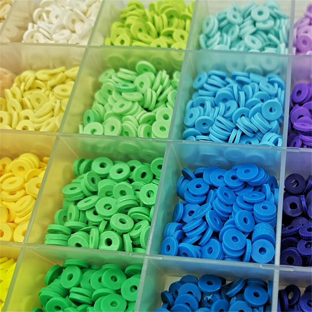 24 Grid Polymer Clay Sheet Set Gradient Color Slices Flat Round Beads