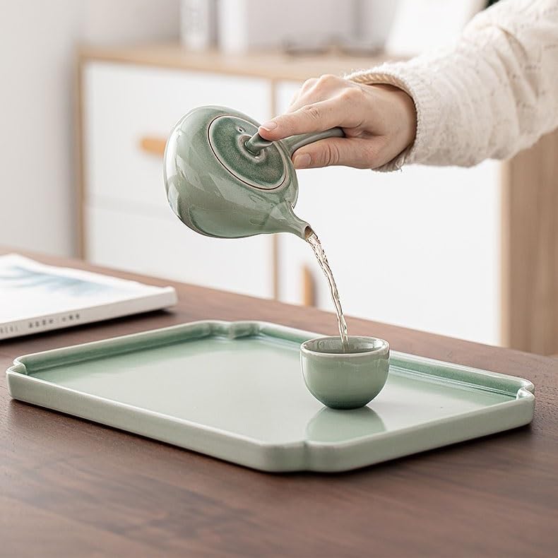 Tray Decor Ceramic Tea Tray Household Single-Layer Dry Tea Tray Small Tea Table Tea Tray Modern Simple Tea Tray Food Tray