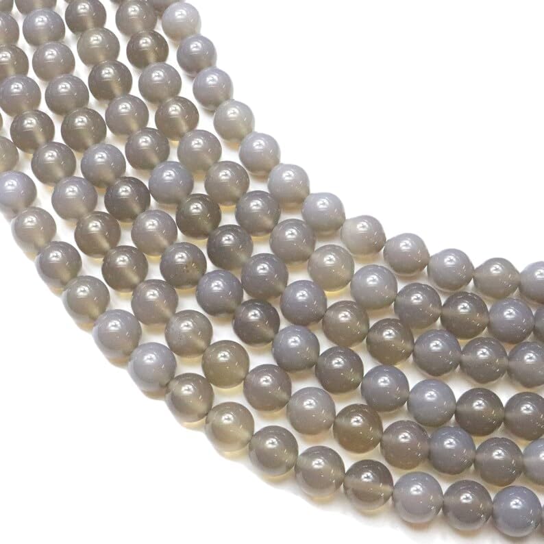 13 inch Strand of Natural gem Gray Agate, 10 mm Round Smooth Beads for DIY Jewelry Making. | Beads_03747