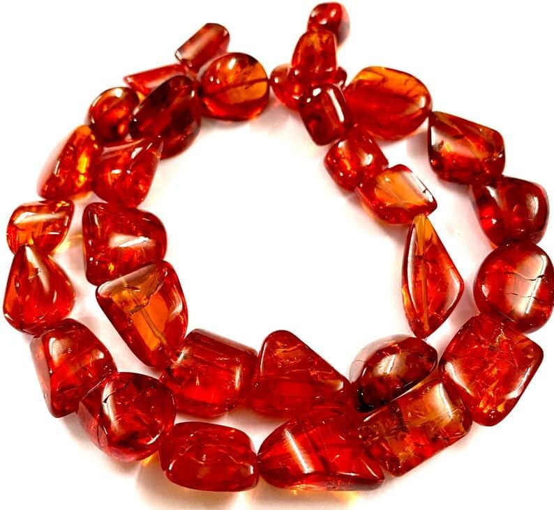 Natural Orange Sapphire Nuggets Smooth Beads 9-15 MM 19 inch Long String Jewelry Making Gemstone Beads for Necklace Bracelet