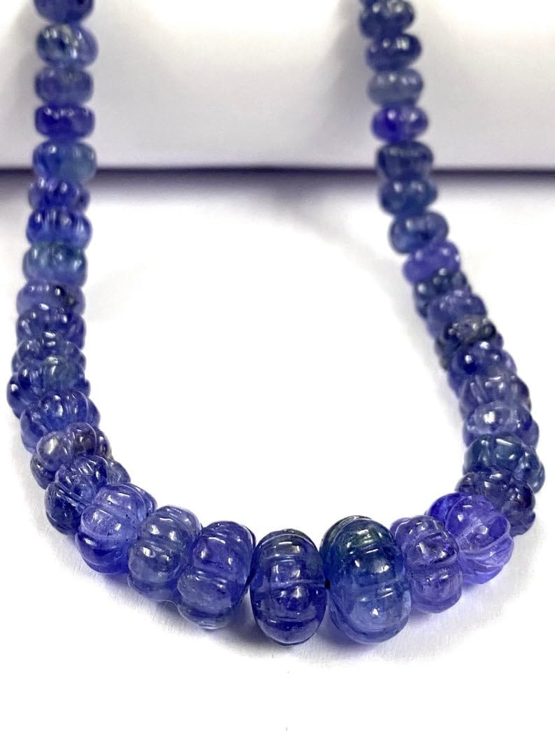 Natural Tanzanite Melon Faceted Beads 6X9 17 inch Long String Jewelry Making Gemstone Beads for Necklace Bracelet
