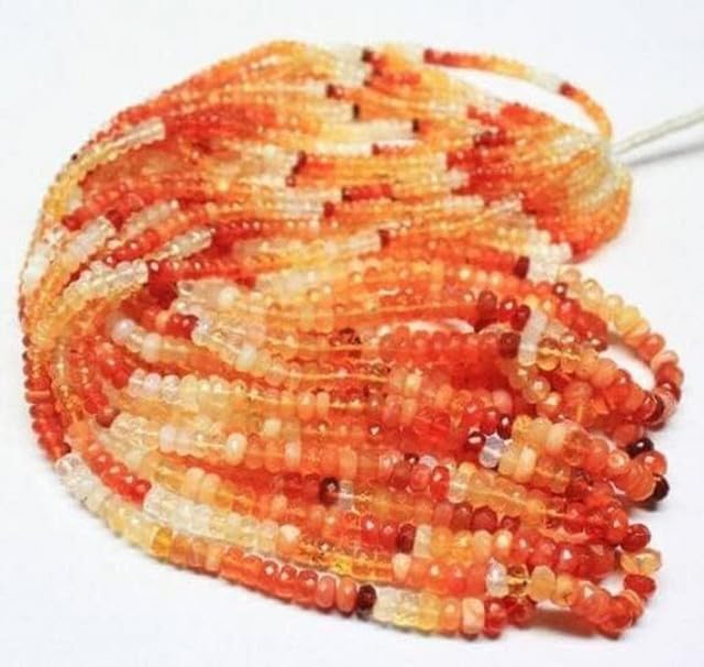 Natural Mexican Fire Opal Faceted Rondelle Micro Loose Craft Beads 8