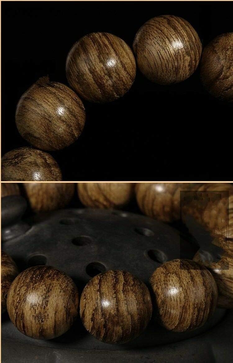 GLW Tarakan Genuine Natural Wild Agarwood Aloewood 15mm Malas Prayer beads #4942
