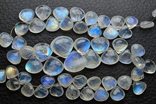 22 Beads,Super Finest,Super Rare,Blue Flashy Rainbow Moonstone Smooth Heart Shape Briolettes,8.5-9mm Code-HIGH-57516