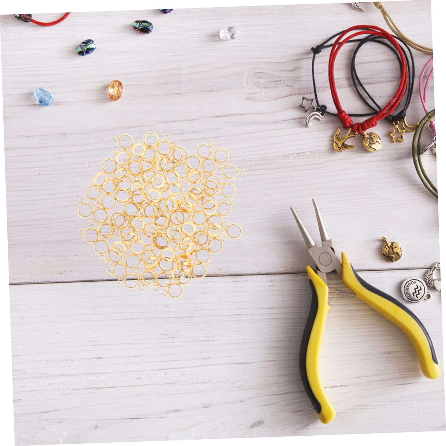 TEHAUX 500pcs Multi-Functional Bail Beads Stainless Steel Hangers for Necklace Bracelet