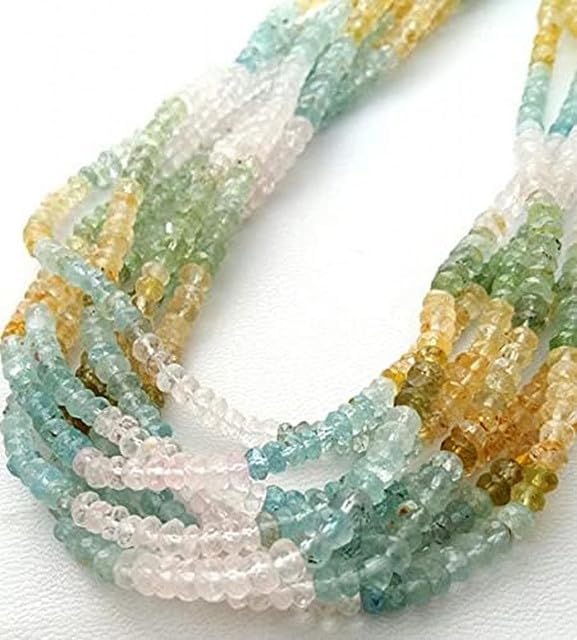 Natural Multi Aquamarine Faceted Beads,rondelles Beads 3.5 mm - 4 mm Approx 13