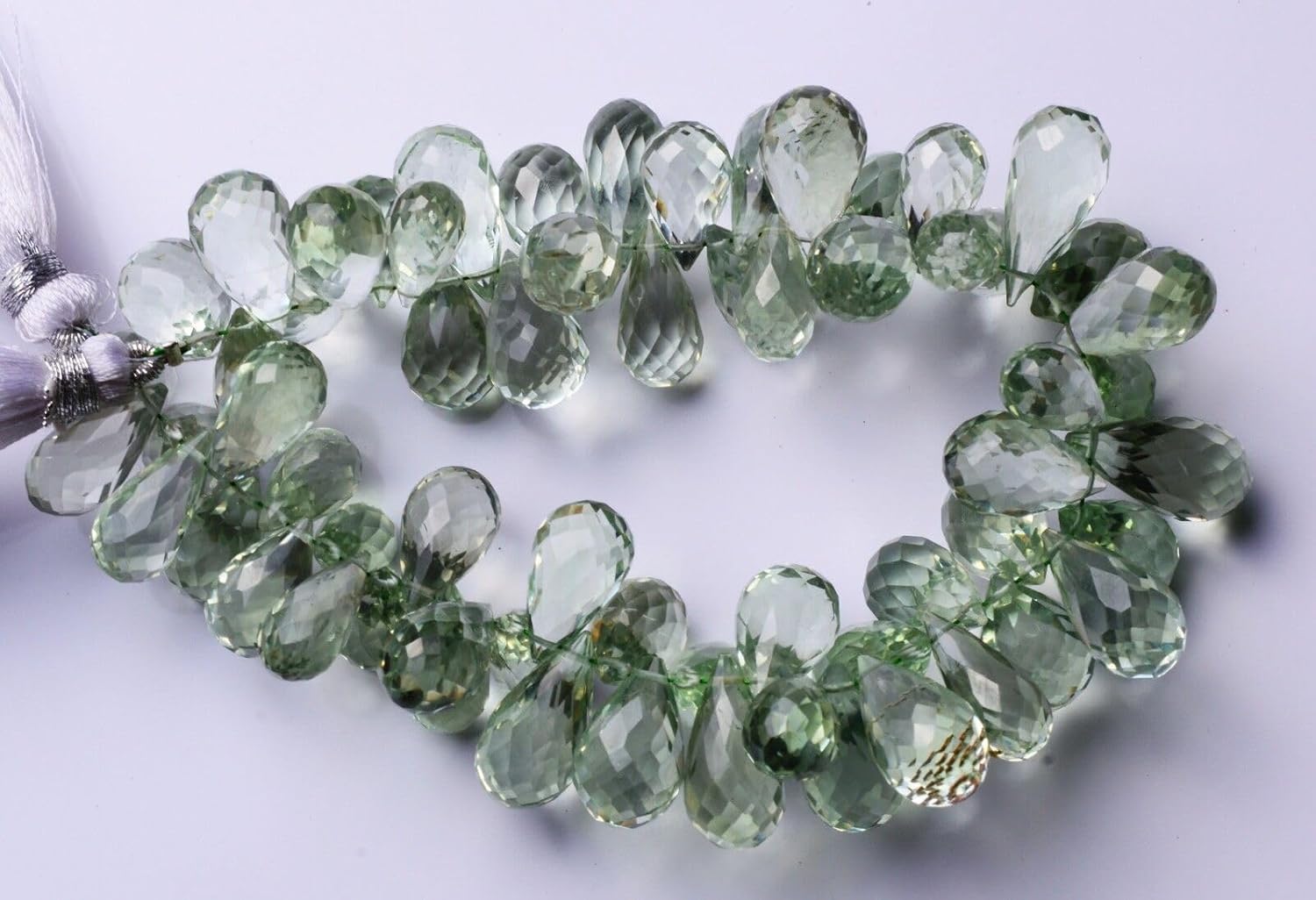 8 inch Strand of Natural Green Amethyst 14x7-16x8mm Teardrop Faceted briolette Beads for DIY Jewelry Making. |BRIO_03736