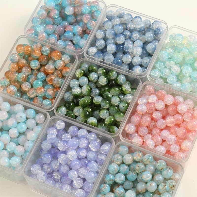 10mm Fresh chalcedlary Beads Glass Beads Burst Beads Ancient Wind Accessories Female DIY(Black) (E 10mm)