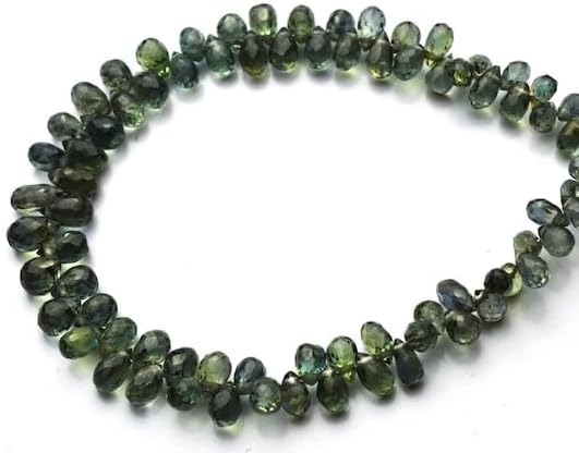 BEADS GEMSTONE 1 Strand Natural Australian Green Sapphire 2x4-3x5MM Faceted Teardrop Shape Briolettes 6 Inch Code-HIGH-5326